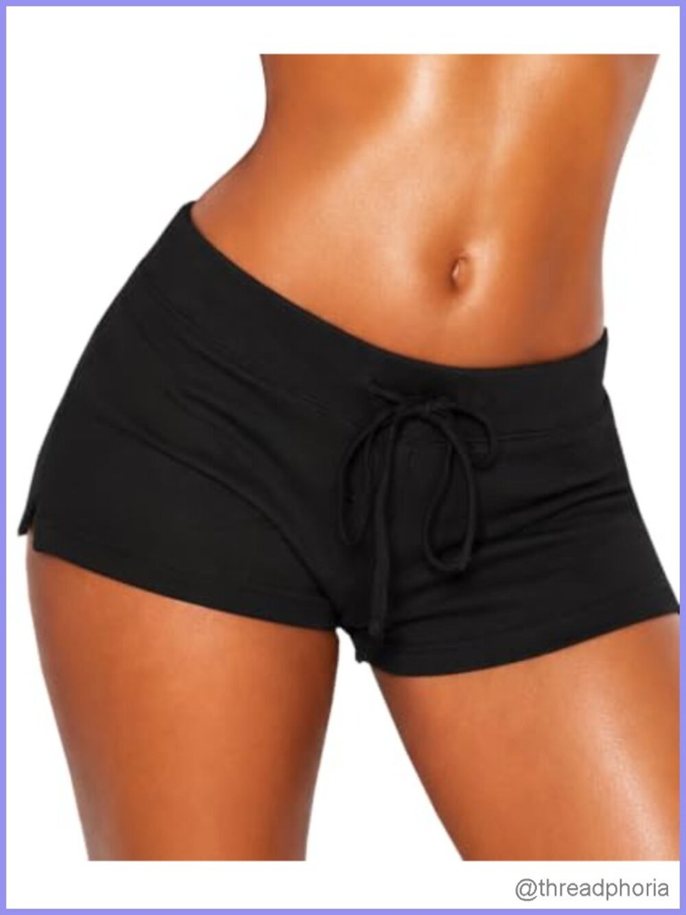 Women's Low Rise Mini Sweat Shorts Cotton Blend Drawstring Lounge Micro Booty